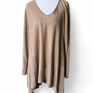 🧶 Cupio Oversized Longline Sweater Tunic in Tan – Women's XL